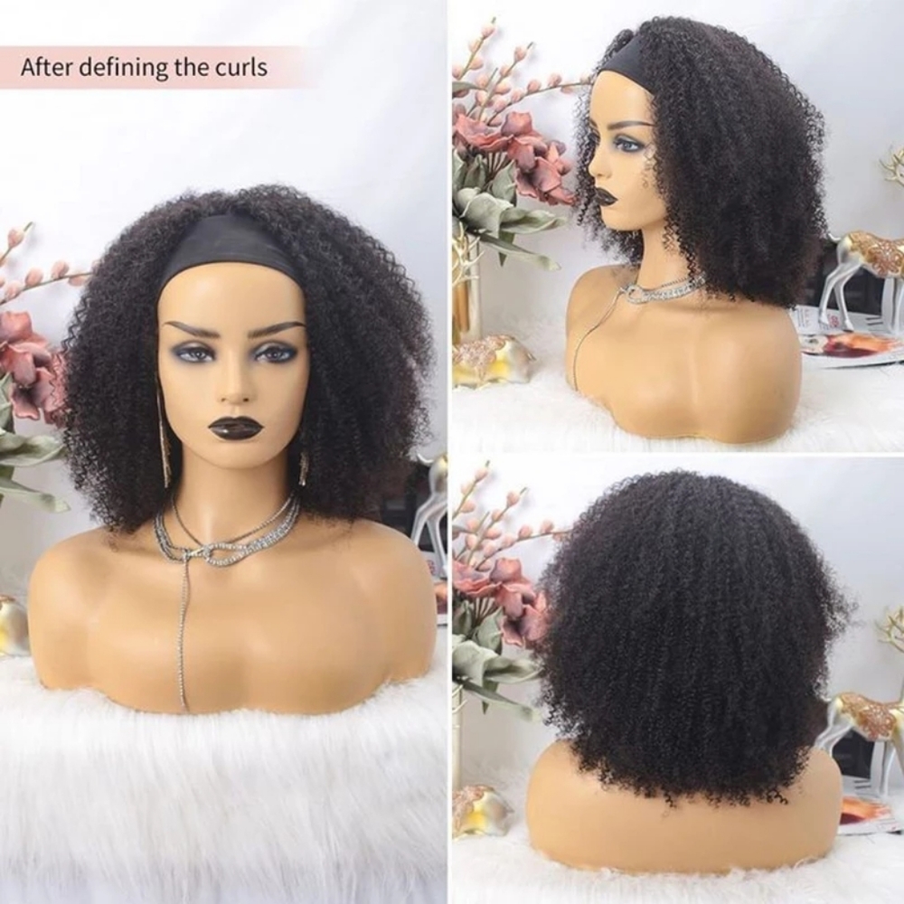 20 inch Kinky Curly human hair headband wig